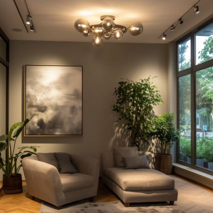 Brilagi - Aufgesetzte LED-Deckenleuchte MILLA 10xG9/3W/230V schwarz-chrom/rauchglas