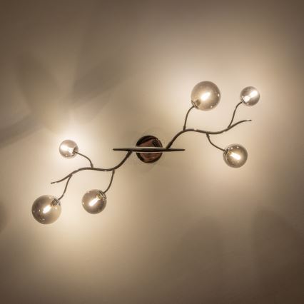 Brilagi - Aufgesetzte LED-Deckenleuchte MISTEL 6xG9/3W/230V schwarz-chrom/rauchglas