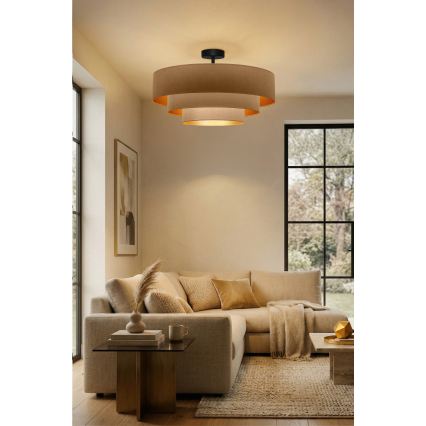 Brilagi - Aufgesetzter Kronleuchter LUNETA 3xE27/60W/230V Ø 80 cm beige/gold
