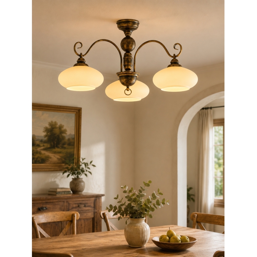 BRILAGI - Aufgesetzter Kronleuchter MOLLERO 3xE27/15W/230V Ø 84 cm Bronze/Patina
