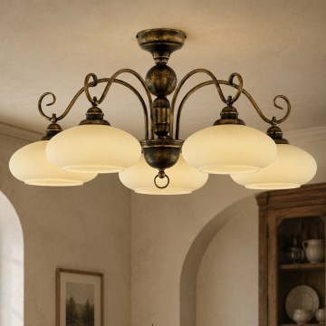 Brilagi - Aufgesetzter Kronleuchter MOLLERO 5xE27/15W/230V Ø 84 cm Bronze/Patina