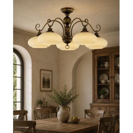Brilagi - Aufgesetzter Kronleuchter MOLLERO 5xE27/15W/230V Ø 84 cm Bronze/Patina