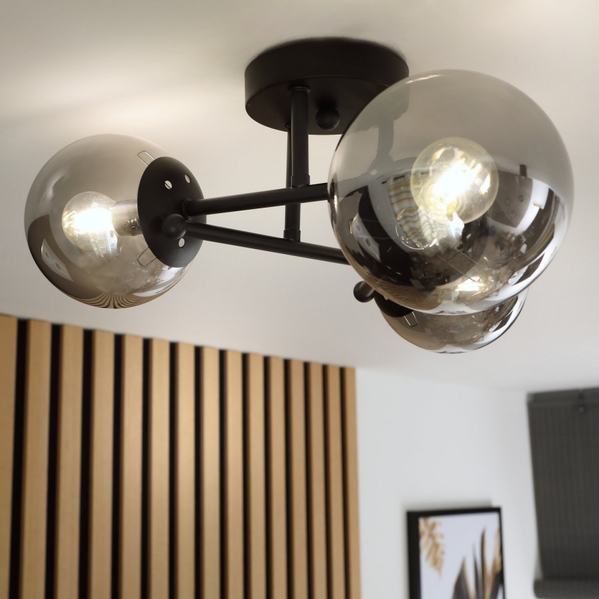 Brilagi - Aufputz-Deckenleuchte MALIVA 3xE14/15W/230V schwarz/rauchglas