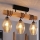 Brilagi - Aufputz-Deckenleuchte WOOD GLASS 3xE27/60W/230V Kiefer/Schwarz/rauchiges Beige