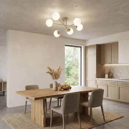 BRILAGI - Aufputz-Kronleuchter MILO 6xE27/60W/230V beige/gold