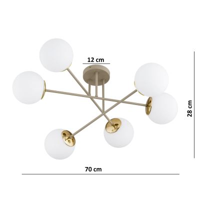 BRILAGI - Aufputz-Kronleuchter MILO 6xE27/60W/230V beige/gold