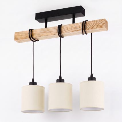 Brilagi - Aufputz-Kronleuchter NUBILA 3xE27/60W/230V Kiefer/Creme