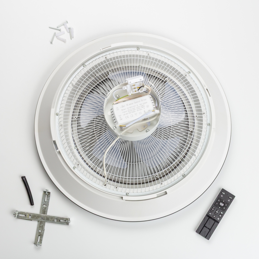 Brilagi - LED-Dimmleuchte mit Ventilator AURA LED/38W/230V 3000-6000K Silber + Fernbedienung