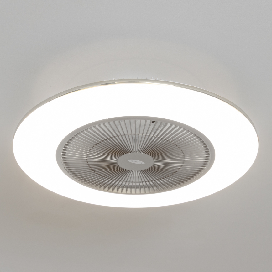 Brilagi - LED-Dimmleuchte mit Ventilator AURA LED/38W/230V 3000-6000K Silber + Fernbedienung