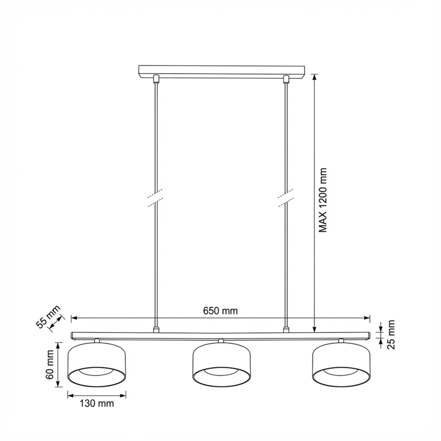 Brilagi - AURA LUX Hängeleuchte an Stahlseil 3xGX53/30W/230V schwarz/rauchfarben