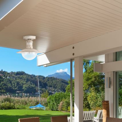 Brilagi - Außen-Deckenleuchte MOLDE 1xE27/60W IP44 weiß/Patina