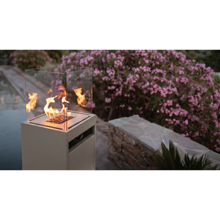 Brilagi - Außen-Gaskamin FLARO GAS 142x36 cm 8kW 1xAAA beige + Schutzabdeckung