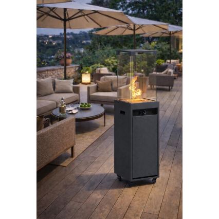 Brilagi - Außen-Gaskamin FLARO GAS 142x36 cm 8kW 1xAAA anthrazit + Schutzabdeckung
