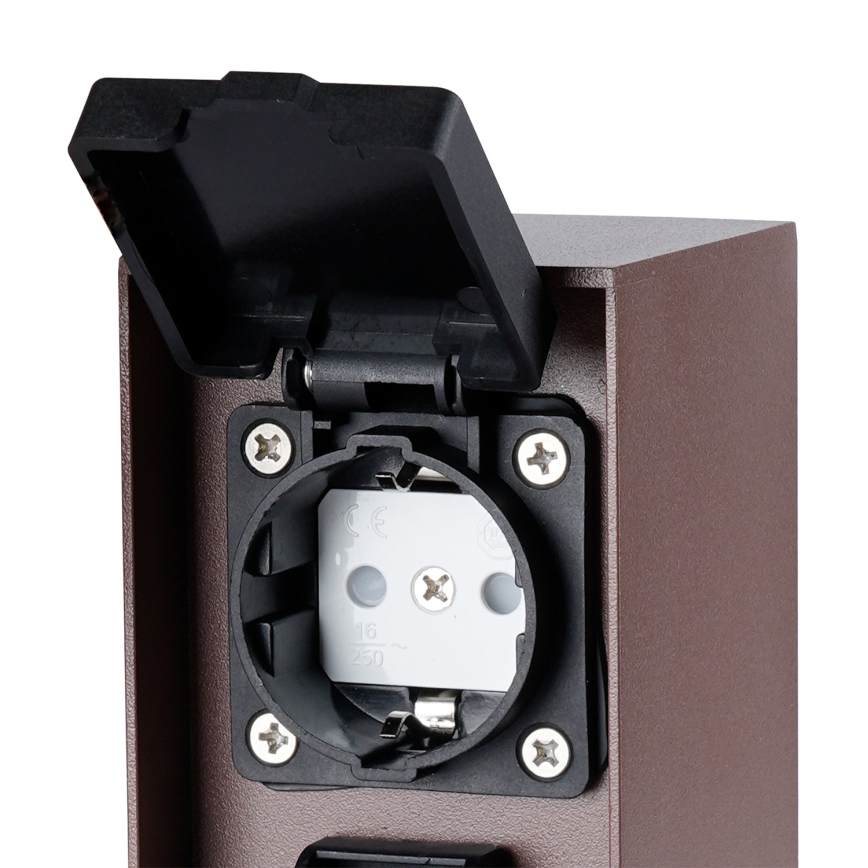 Brilagi - Außen-Steckdosensäule PILLAR 2-fach SCHUKO 230 V IP44 braun