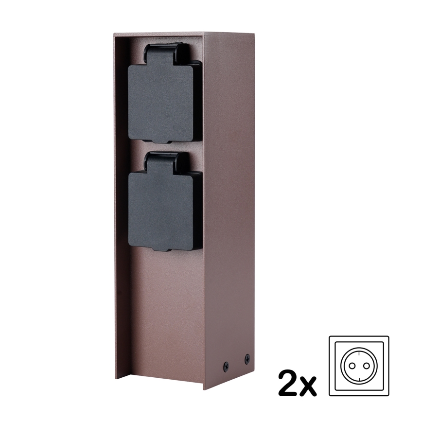 Brilagi - Außen-Steckdosensäule PILLAR 2-fach SCHUKO 230 V IP44 braun