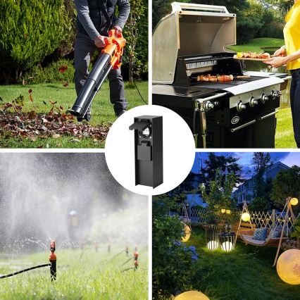 Brilagi - Außen-Steckdosensäule PILLAR 2x SCHUKO 230V IP44 schwarz