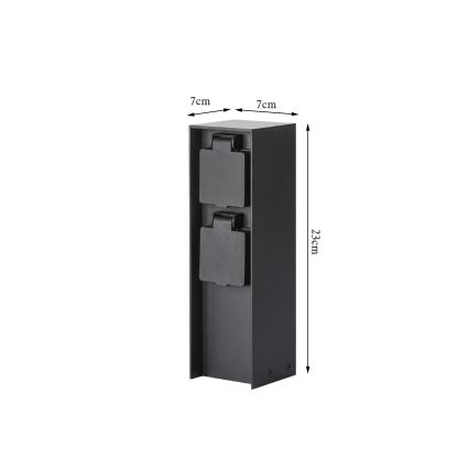 Brilagi - Außen-Steckdosensäule PILLAR 2x SCHUKO 230V IP44 schwarz