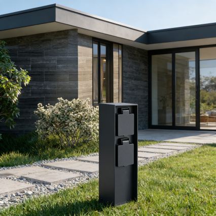 BRILAGI - Außen-Steckdosensäule PILLAR 2x SCHUKO 230V IP44 schwarz