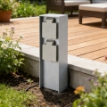 Brilagi - Außen-Steckdosensäule PILLAR 2× SCHUKO 230V IP44 silber