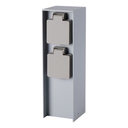 Brilagi - Außen-Steckdosensäule PILLAR 2× SCHUKO 230V IP44 silber