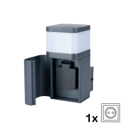 Brilagi - Außenwandleuchte mit SCHUKO-Steckdose PILLAR 1xG9/11W/230V IP44 anthrazit