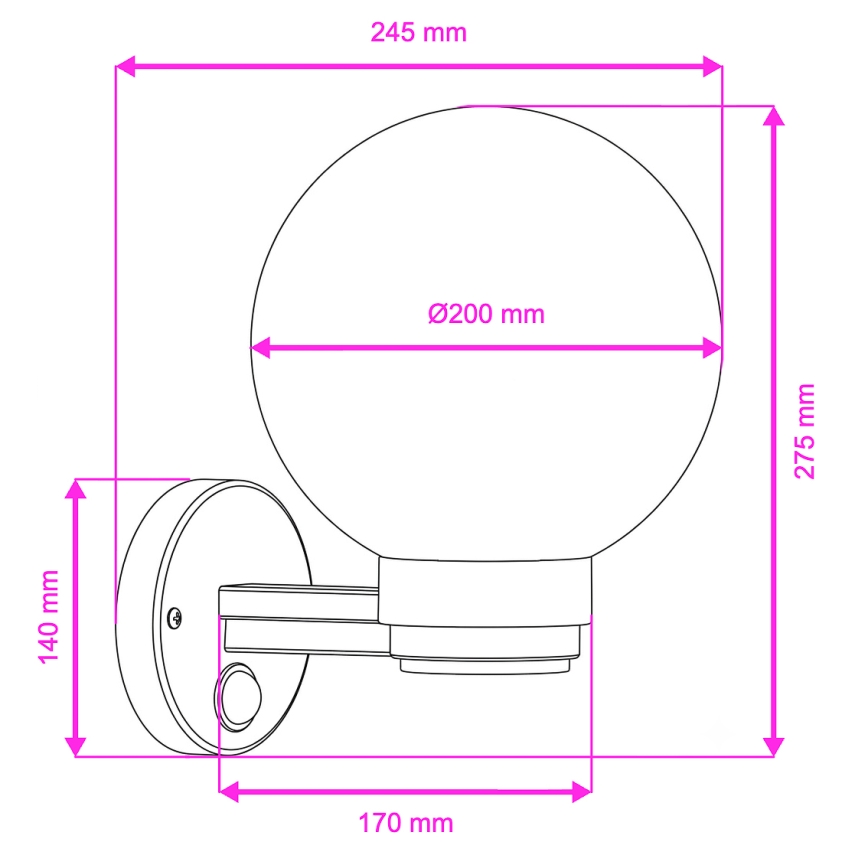 Brilagi - Außen-Wandleuchte mit Bewegungsmelder HARBOR 1xE27/40W/230V IP33 anthrazit/weiß