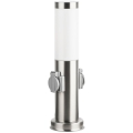Brilagi - Außenlampe mit 2 Steckdosen 1xE27/15W/230V 40 cm IP44 mattchrom