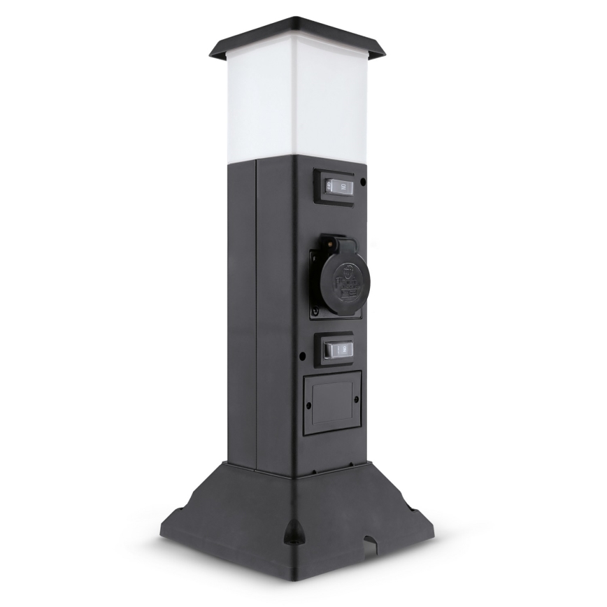 Brilagi - Außenleuchte mit 2 SCHUKO-Steckdosen 1xE14/15W/230V IP44 schwarz