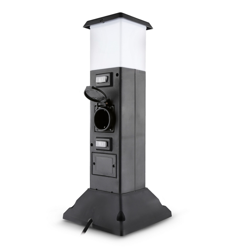 Brilagi - Außenleuchte mit 2 SCHUKO-Steckdosen 1xE14/15W/230V IP44 schwarz