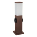 Brilagi - Außenleuchte mit 2 SCHUKO-Steckdosen 1xE27/15W/230V 40 cm IP44 braun