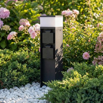 Brilagi - Außenleuchte mit 2 SCHUKO-Steckdosen 1xG9/11W/230V IP44 schwarz