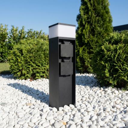 Brilagi - Außenleuchte mit 2 SCHUKO-Steckdosen 1xG9/11W/230V IP44 schwarz