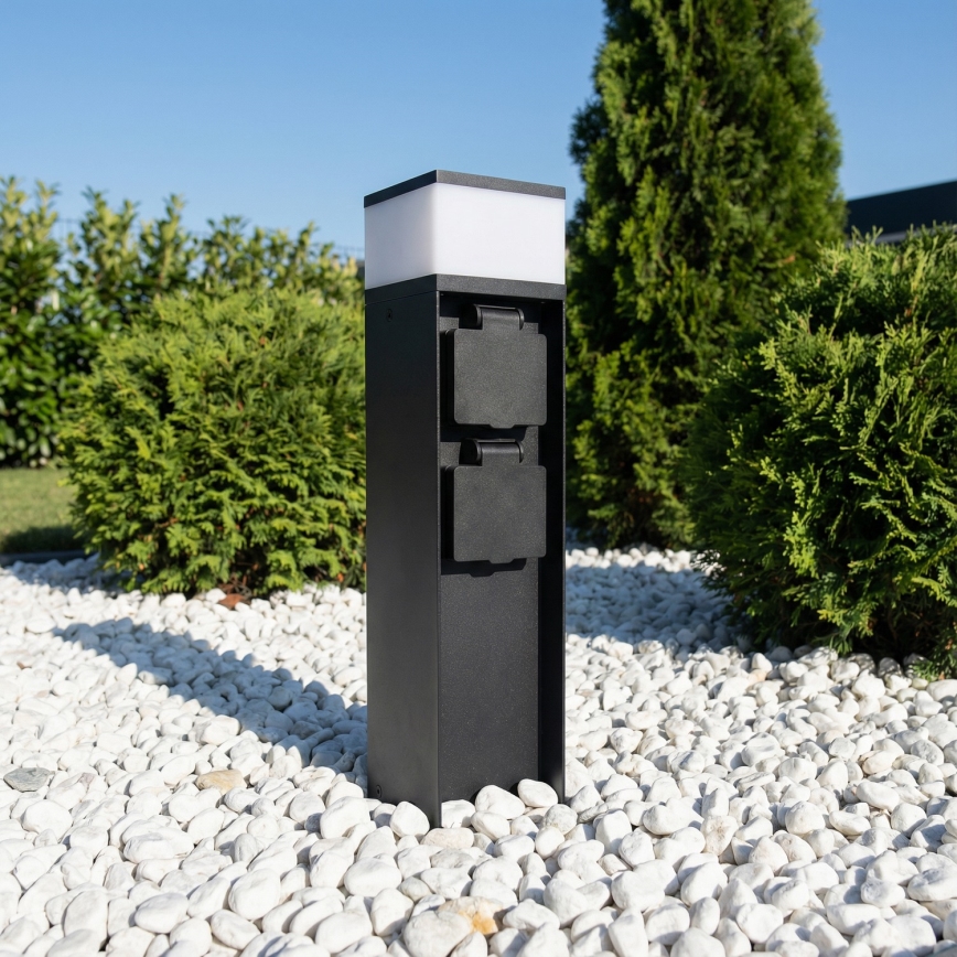 Brilagi - Außenleuchte mit 2 SCHUKO-Steckdosen 1xG9/11W/230V IP44 schwarz