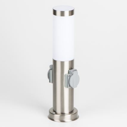 Brilagi - Außenleuchte mit 2 SCHUKO-Steckdosen NOVA 1xE27/15W/230V 40 cm IP44 mattchrom
