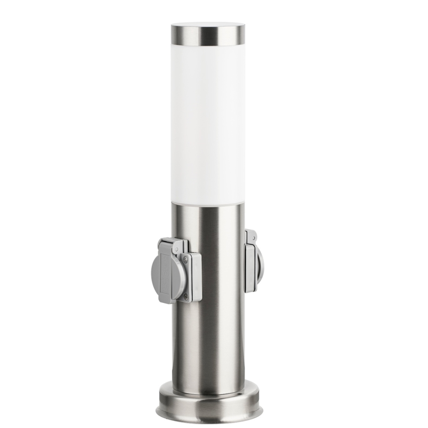 Brilagi - Außenleuchte mit 2 SCHUKO-Steckdosen NOVA 1xE27/15W/230V 40 cm IP44 mattchrom