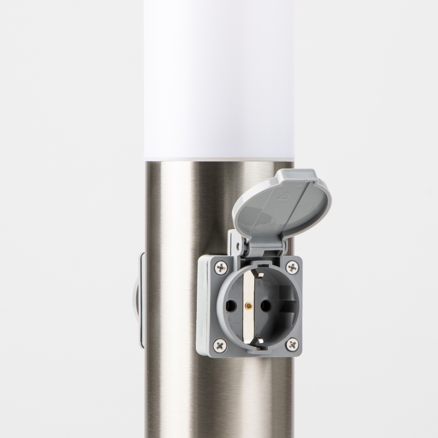 BRILAGI - Außenleuchte mit 2 SCHUKO-Steckdosen NOVA 1xE27/15W/230V 40 cm IP44 mattchrom