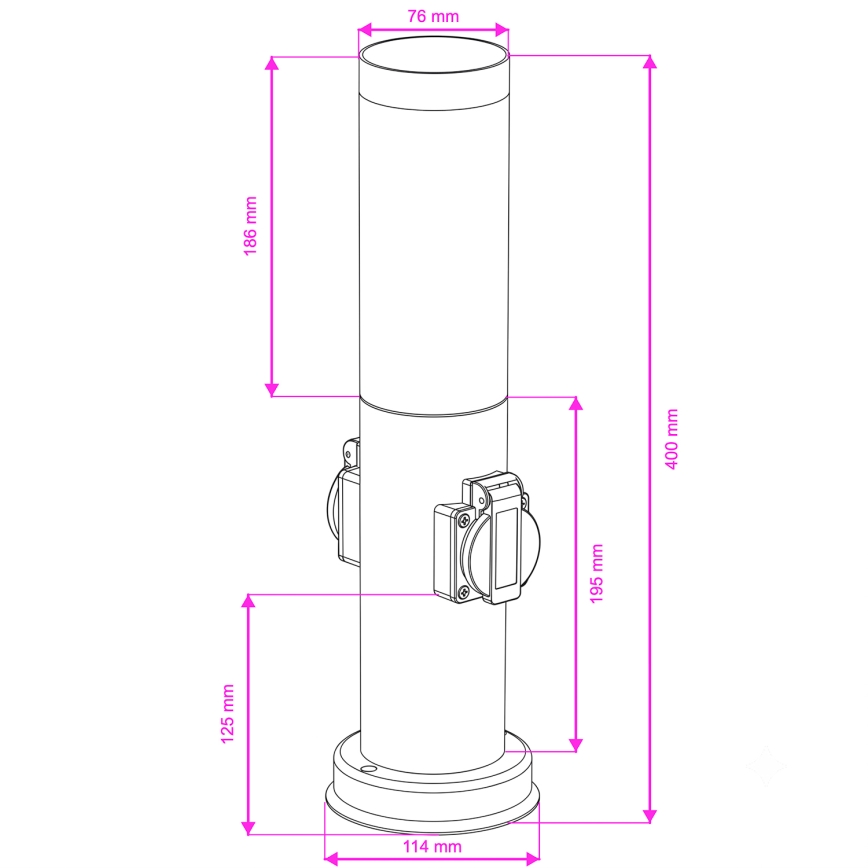 BRILAGI - Außenleuchte mit 2 SCHUKO-Steckdosen NOVA 1xE27/15W/230V 40 cm IP44 mattchrom