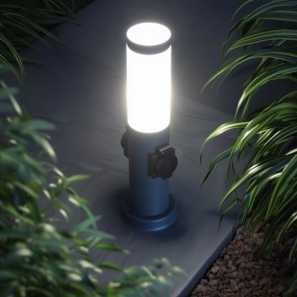 BRILAGI - Außenleuchte NOVA mit 2 SCHUKO-Steckdosen 1xE27/15W/230V 40 cm IP44 anthrazit