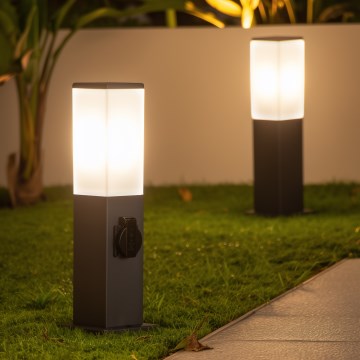 Brilagi - Außenleuchte mit 2 SCHUKO-Steckdosen NOVA 1xE27/15W/230V 40 cm IP44 Anthrazit