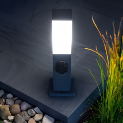 Brilagi - Außenleuchte mit 2 SCHUKO-Steckdosen NOVA 1xE27/15W/230V 40 cm IP44 Anthrazit