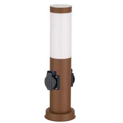Brilagi - Außenleuchte NOVA mit 2 SCHUKO-Steckdosen, 1xE27/15W/230V, 40 cm, IP44, braun