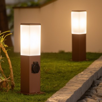 Brilagi - Außenleuchte mit 2 SCHUKO-Steckdosen NOVA 1xE27/15W/230V 40 cm IP44 braun