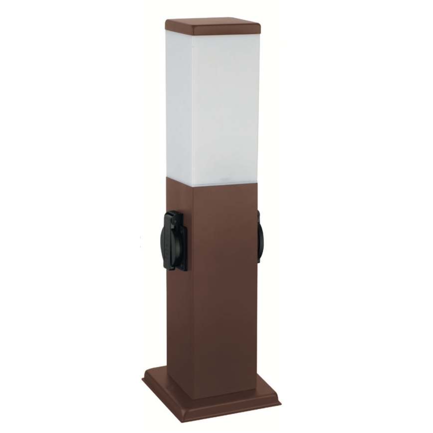 Brilagi - Außenleuchte mit 2 SCHUKO-Steckdosen NOVA 1xE27/15W/230V 40 cm IP44 braun