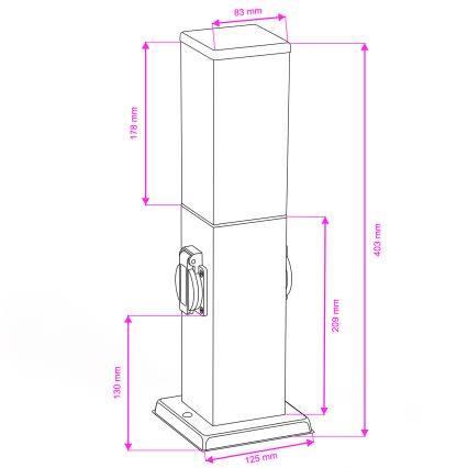 Brilagi - Außenleuchte mit 2 SCHUKO-Steckdosen NOVA 1xE27/15W/230V 40 cm IP44 braun