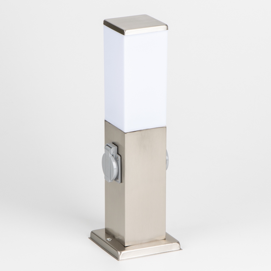 Brilagi - Außenleuchte mit 2 SCHUKO-Steckdosen NOVA 1xE27/15W/230V 40 cm IP44 mattchrom