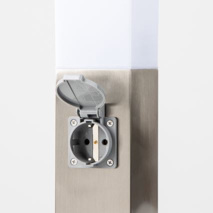 Brilagi - Außenleuchte mit 2 SCHUKO-Steckdosen NOVA 1xE27/15W/230V 40 cm IP44 mattchrom