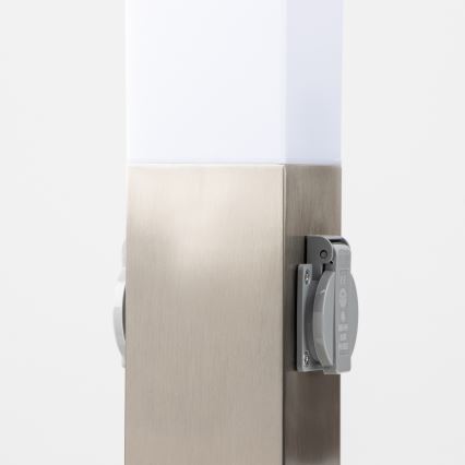 Brilagi - Außenleuchte mit 2 SCHUKO-Steckdosen NOVA 1xE27/15W/230V 40 cm IP44 mattchrom