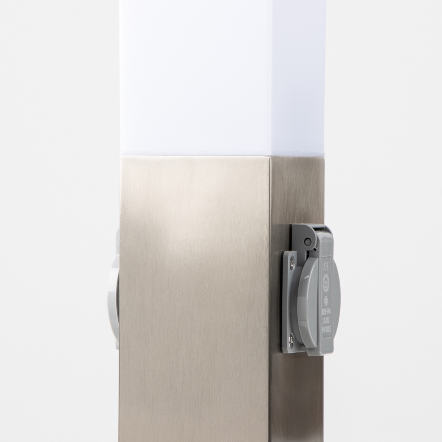 Brilagi - Außenleuchte mit 2 SCHUKO-Steckdosen NOVA 1xE27/15W/230V 40 cm IP44 mattchrom