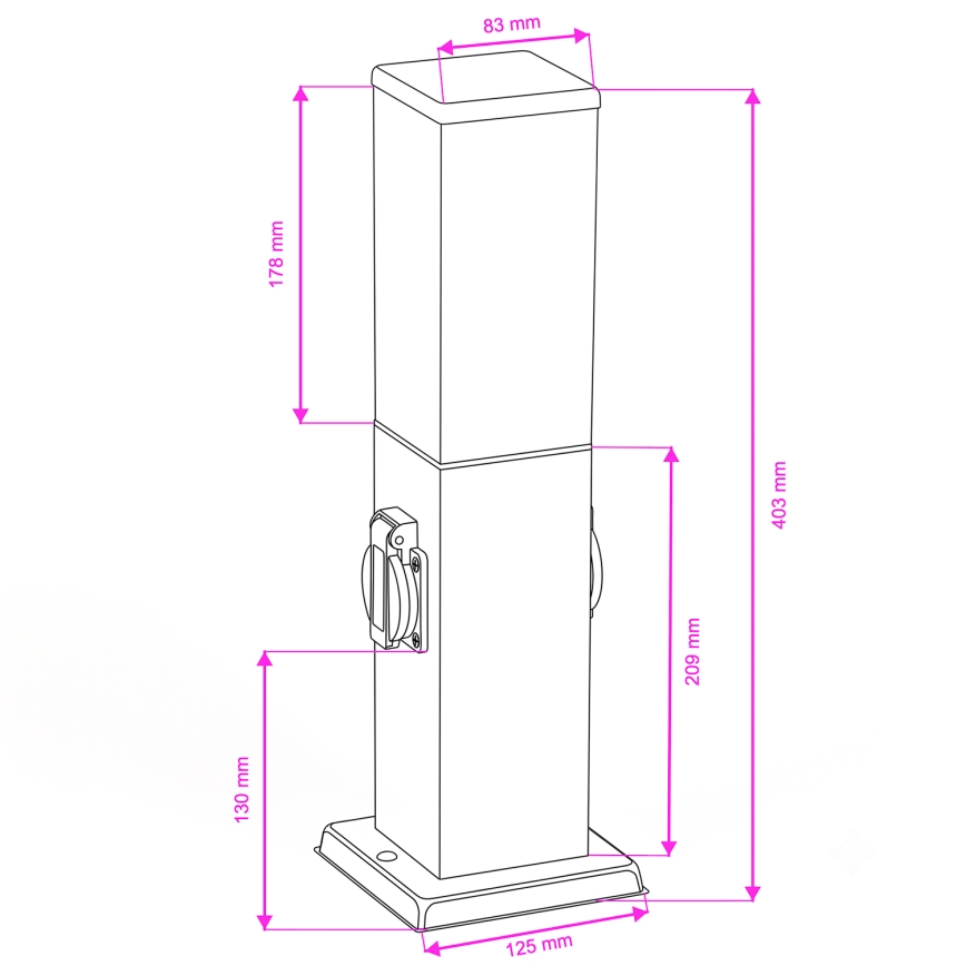 Brilagi - Außenleuchte mit 2 SCHUKO-Steckdosen NOVA 1xE27/15W/230V 40 cm IP44 mattchrom