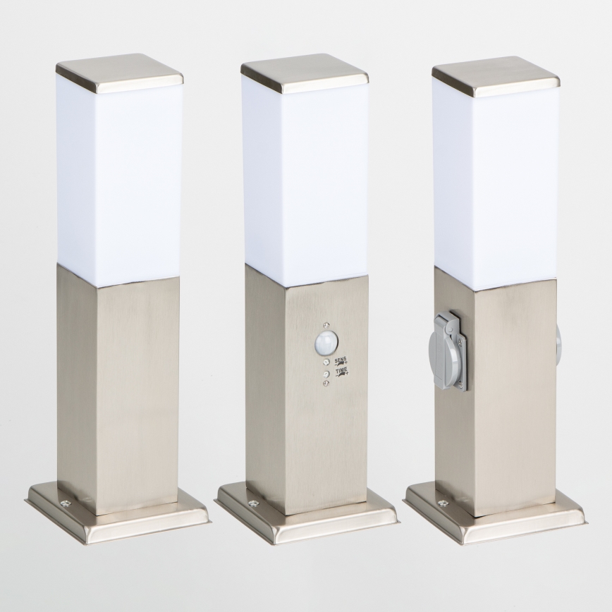 Brilagi - Außenleuchte mit 2 SCHUKO-Steckdosen NOVA 1xE27/15W/230V 40 cm IP44 mattchrom